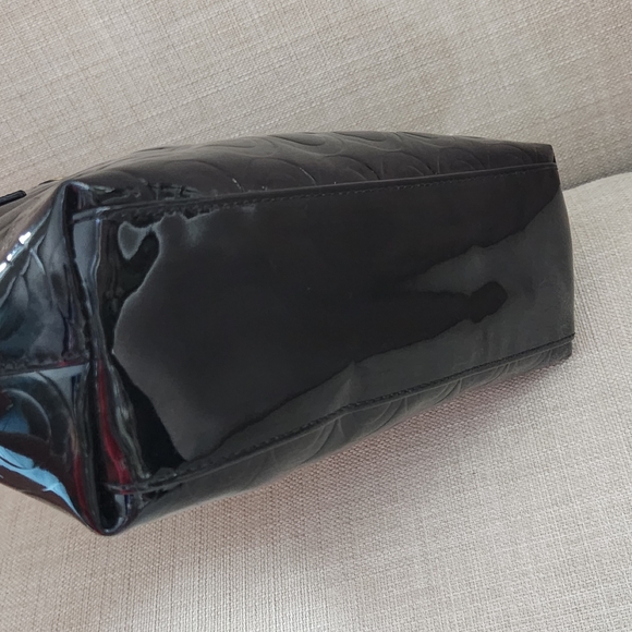 Coach Peyton F50540 OP Art Embossed Small Black Patent Leather Satchel - Picture 6 of 15